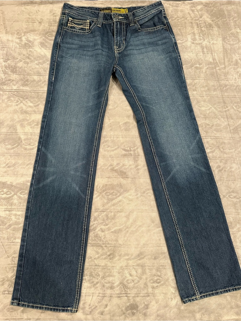 Rock & Roll Denim Men's 32x36 Pistol Stackable Bootcut Regular Fit Cotton Dark